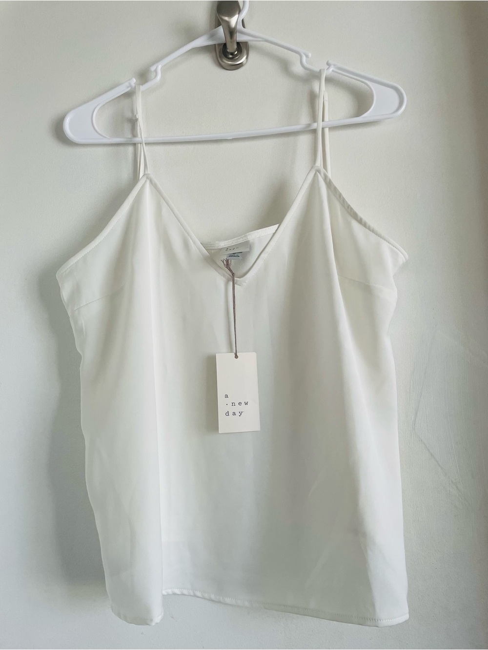 a new day White Satin V-Neck Cami with Adjustable Straps